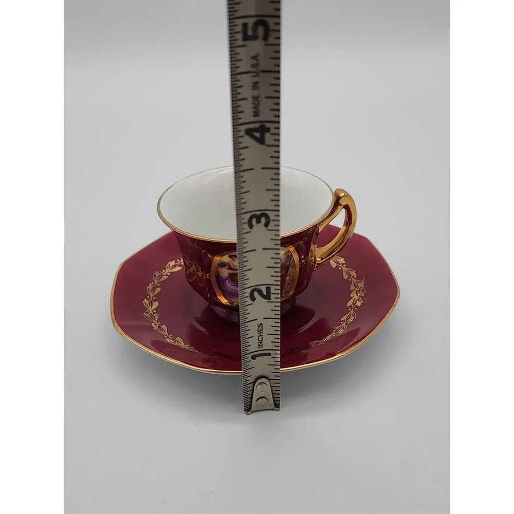 AJ Co Demitasse Teacup & Saucer made in Czechoslovakia Art Nouveau